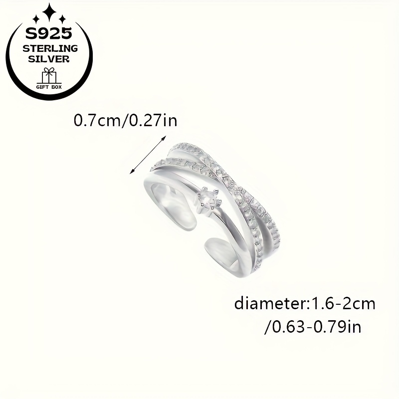 925 Silver Adjustable Ring with Layer Line Beach Accessories